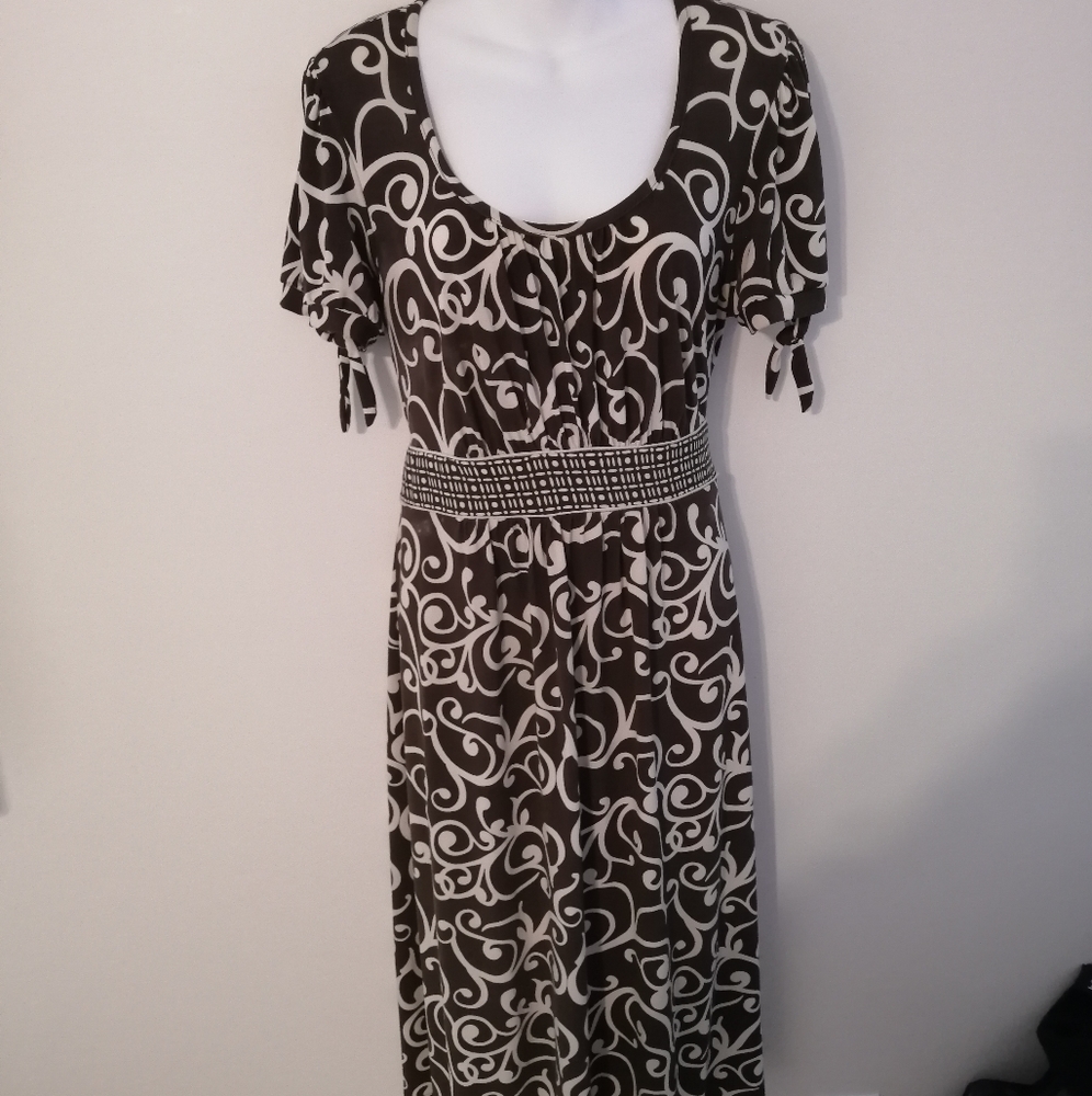 Brown and White Dress